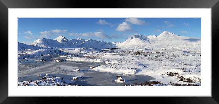 Black Mount Winter Panorama Framed Mounted Print by Grant Glendinning