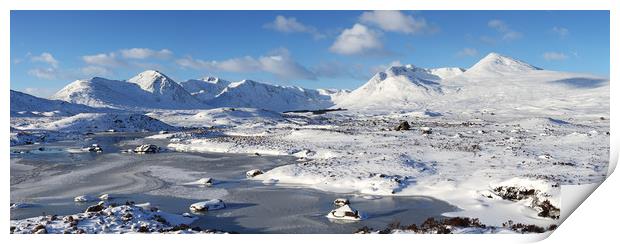 Black Mount Winter Panorama Print by Grant Glendinning