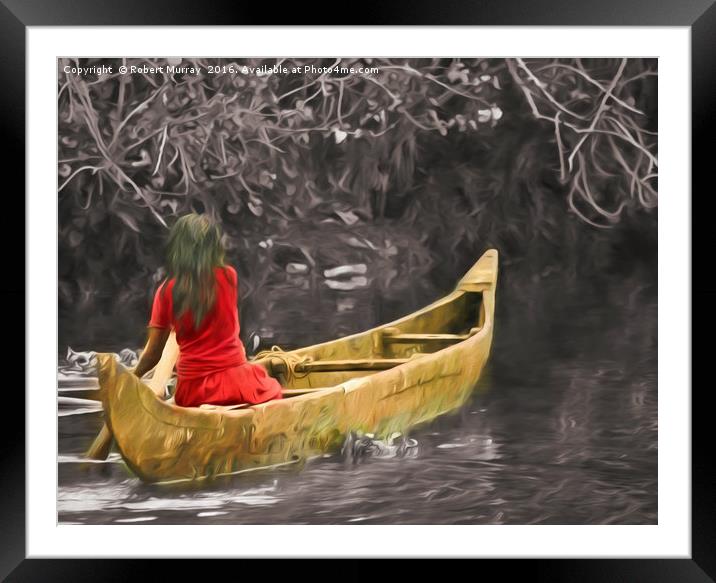 Mystical Red Dress Canoe Ride Framed Mounted Print by Robert Murray