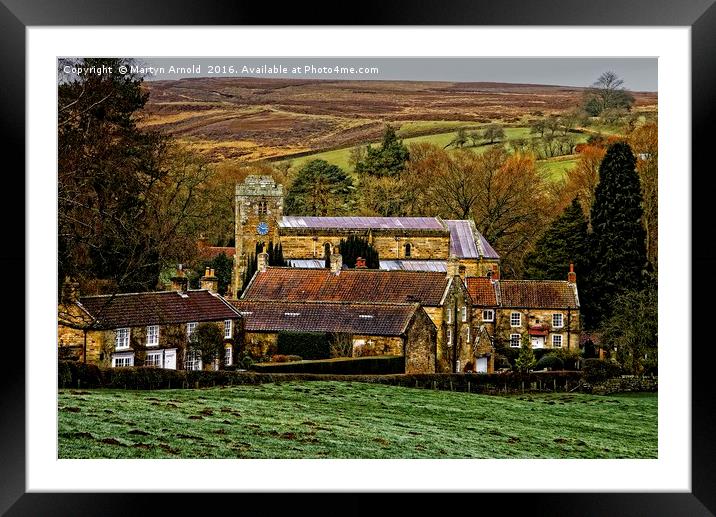 Lastingham Church and Village Yorkshire Framed Mounted Print by Martyn Arnold