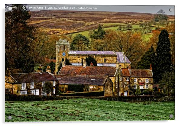 Lastingham Church and Village Yorkshire Acrylic by Martyn Arnold