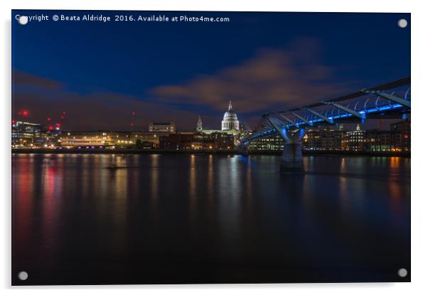 Blue hour in London Acrylic by Beata Aldridge