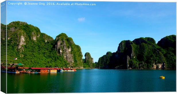 Floating Village on Halong Bay Canvas Print by Jeanne Ong