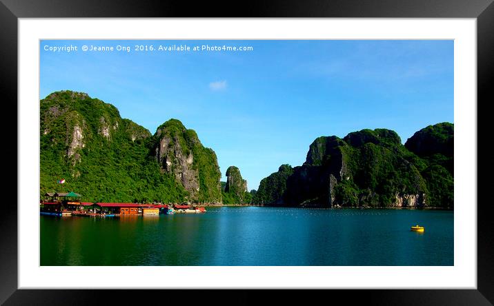 Floating Village on Halong Bay Framed Mounted Print by Jeanne Ong