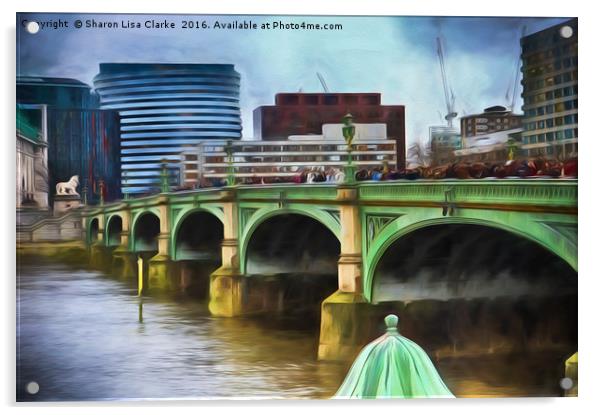 A busy day on Westminster bridge Acrylic by Sharon Lisa Clarke