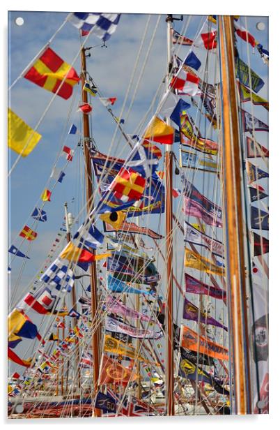 Regatta flags at Cowes week Acrylic by Shaun Jacobs