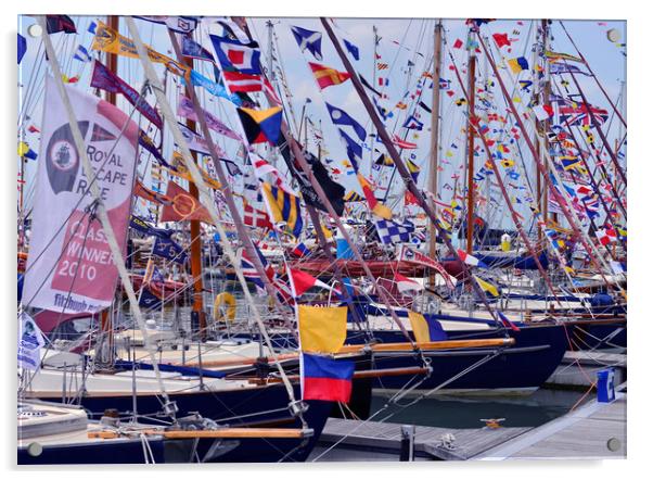 Cowes week yachts  Acrylic by Shaun Jacobs