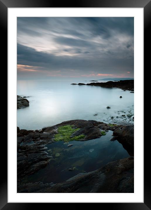 Rock pool by the Sound of Jura at Sunset Framed Mounted Print by Maria Gaellman
