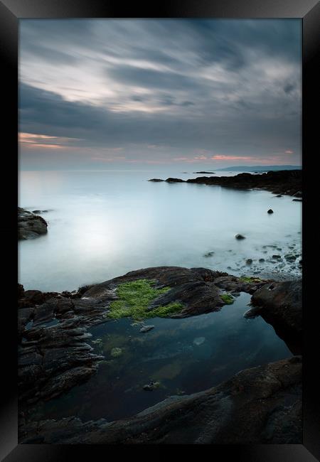 Rock pool by the Sound of Jura at Sunset Framed Print by Maria Gaellman