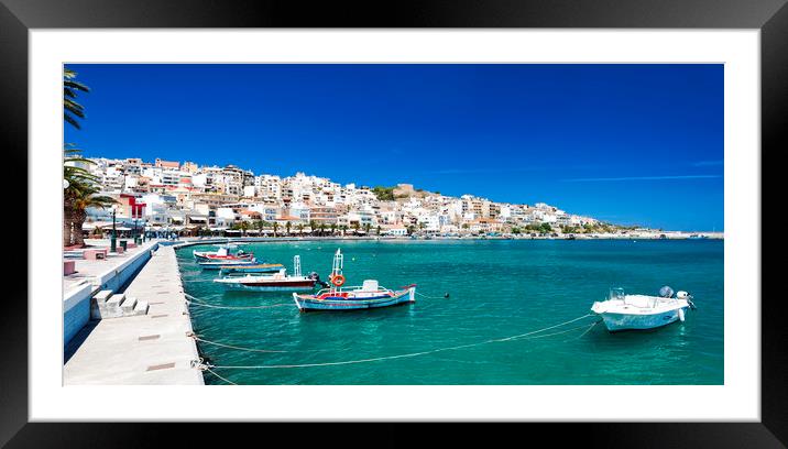 Sitia Seafront with boats Framed Mounted Print by Antony McAulay