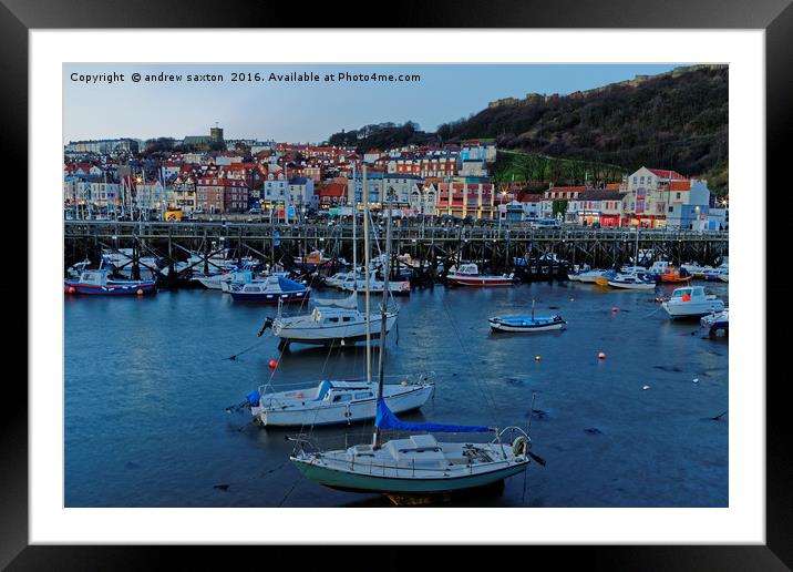 SCARBOROUGH'S  BOATS Framed Mounted Print by andrew saxton