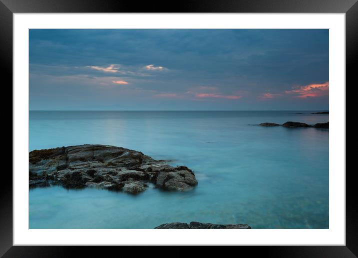 Tortoise shaped rock and Sunset by Sound of Jura Framed Mounted Print by Maria Gaellman