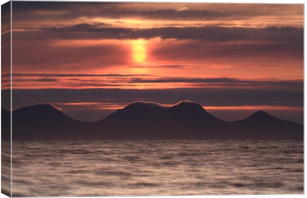 Red Sunset over Sound of Jura Canvas Print by Maria Gaellman