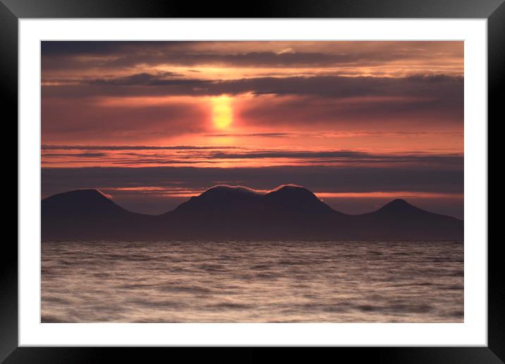 Red Sunset over Sound of Jura Framed Mounted Print by Maria Gaellman
