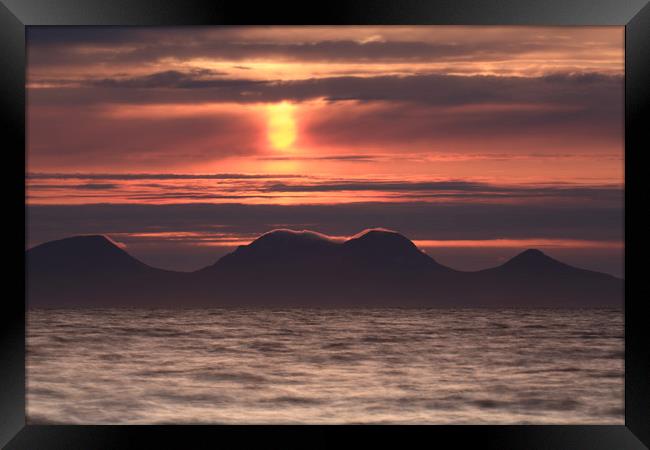 Red Sunset over Sound of Jura Framed Print by Maria Gaellman