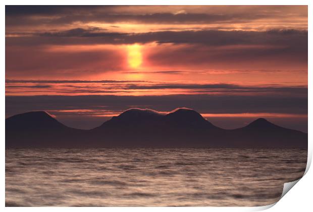 Red Sunset over Sound of Jura Print by Maria Gaellman