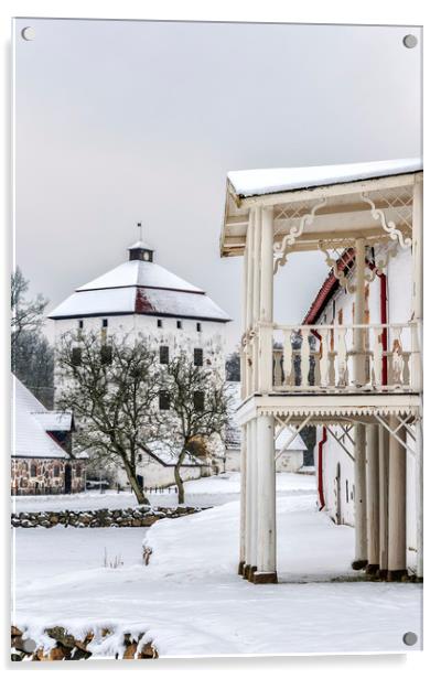 Hovdala Castle Balcony in Winter Acrylic by Antony McAulay
