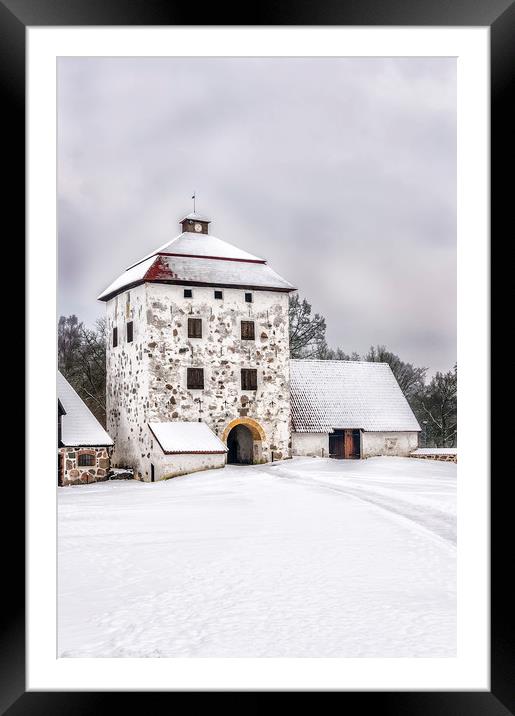 Hovdala Castle Courtyard in Winter Framed Mounted Print by Antony McAulay