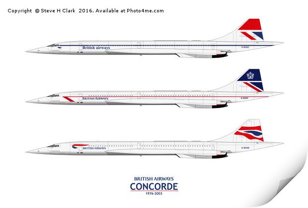 British Airways Concords 1976-2003 Print by Steve H Clark