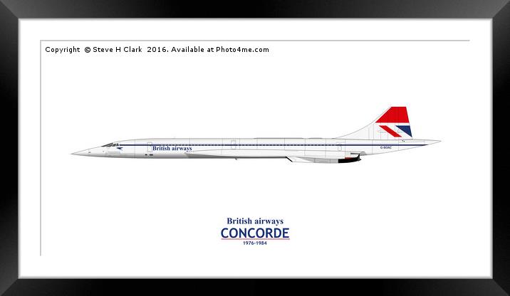 British Airways Concorde 1976-1984 Framed Mounted Print by Steve H Clark