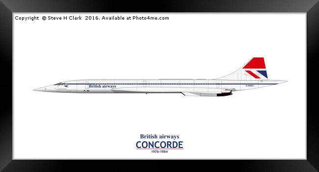 British Airways Concorde 1976-1984 Framed Print by Steve H Clark