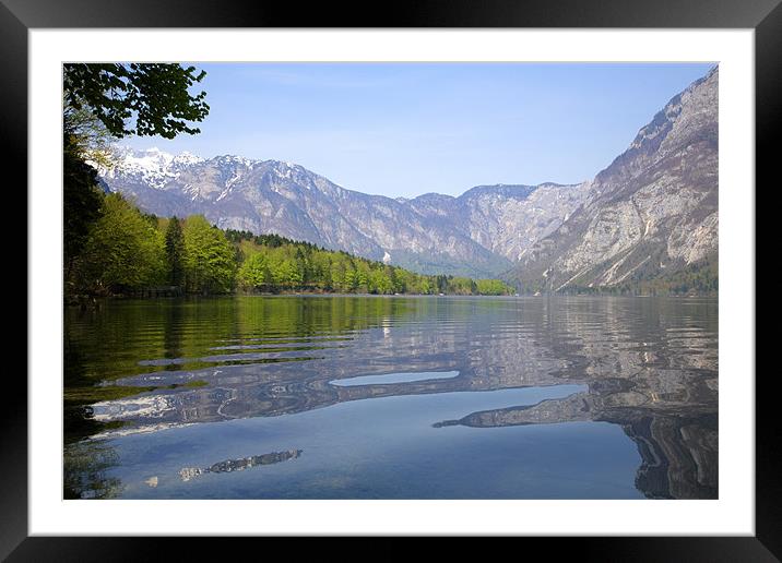 Rippled reflections on an alpine lake Framed Mounted Print by Ian Middleton