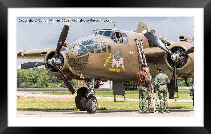 North American B-25 Mitchell with Crew Framed Mounted Print by Darren Willmin