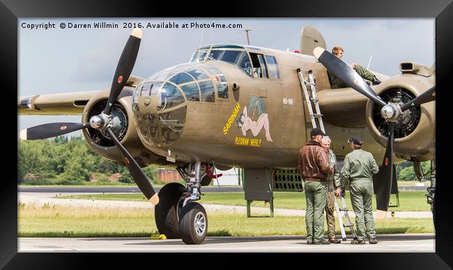 North American B-25 Mitchell with Crew Framed Print by Darren Willmin