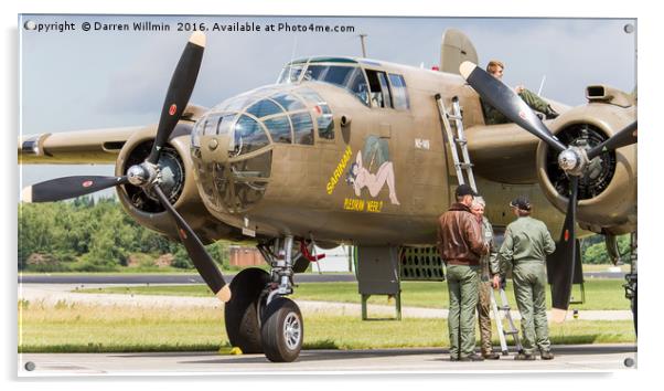 North American B-25 Mitchell with Crew Acrylic by Darren Willmin