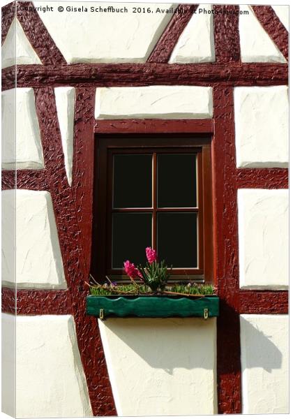 Window in a half-timber house Canvas Print by Gisela Scheffbuch