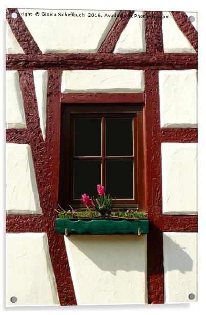 Window in a half-timber house Acrylic by Gisela Scheffbuch