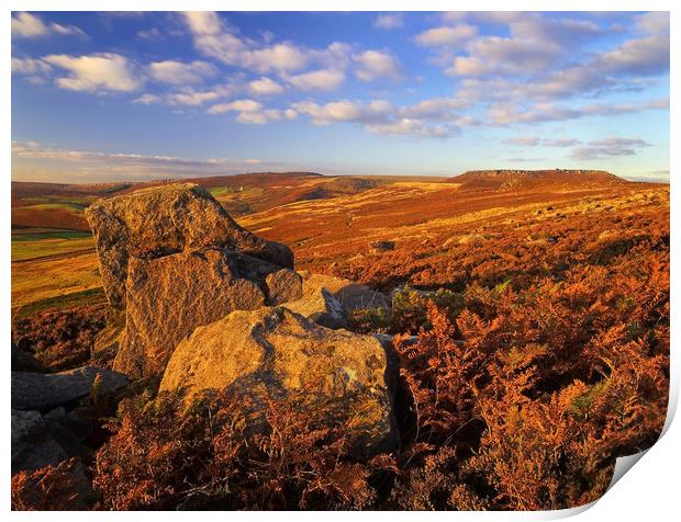 Over Owler Tor & Stanage Edge Print by Darren Galpin