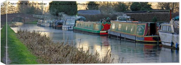 Frost On The Canal Canvas Print by philip milner