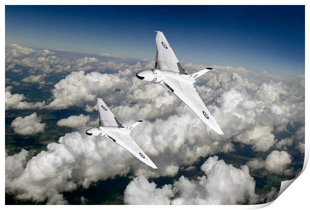 Two Avro Vulcan B1 nuclear bombers Print by Gary Eason