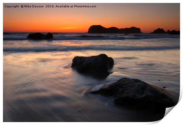 Face Rock Sunset Print by Mike Dawson