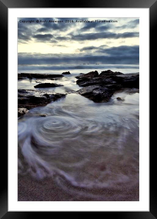 Swirling Waves on Australian Beach Framed Mounted Print by Andy Anderson