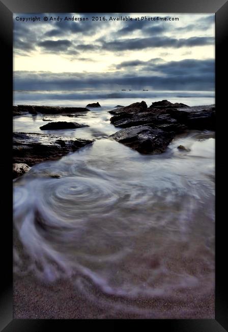 Swirling Waves on Australian Beach Framed Print by Andy Anderson