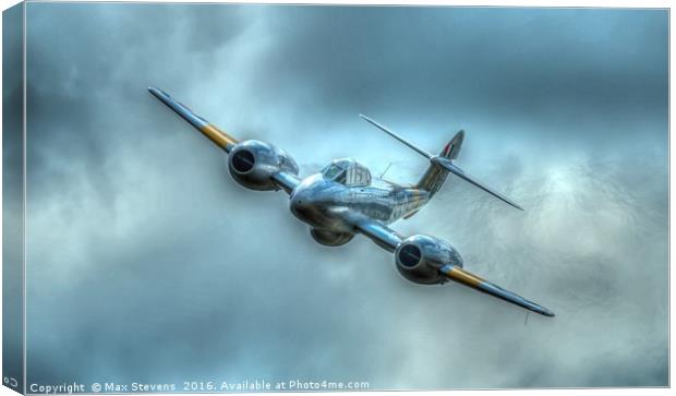 Gloster Meteor T7 WA591 banking for a fast pass Canvas Print by Max Stevens