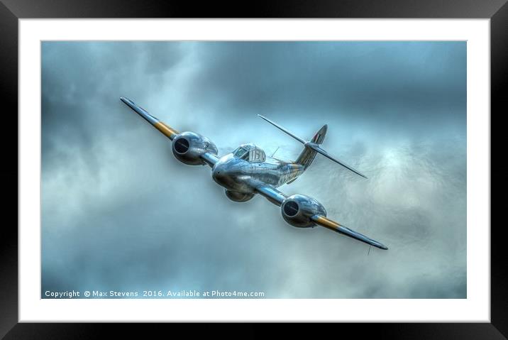 Gloster Meteor T7 WA591 banking for a fast pass Framed Mounted Print by Max Stevens