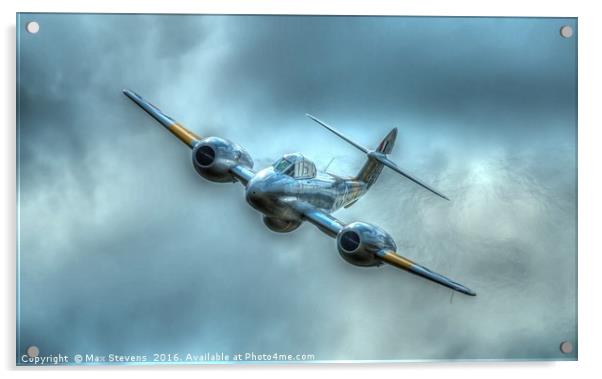 Gloster Meteor T7 WA591 banking for a fast pass Acrylic by Max Stevens