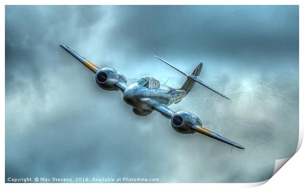 Gloster Meteor T7 WA591 banking for a fast pass Print by Max Stevens
