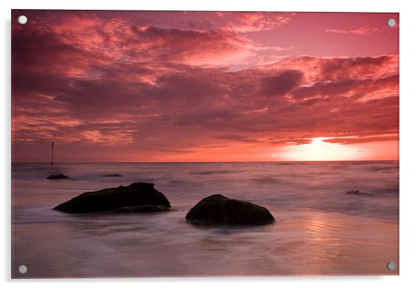 Hunstanton sunset Acrylic by Roy Scrivener
