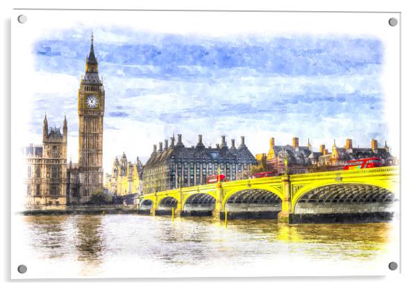 Westminster Bridge and Big Ben Art Acrylic by David Pyatt
