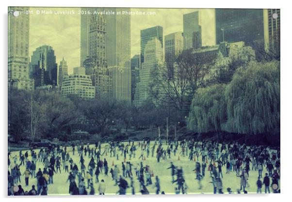 Skating in New York Acrylic by Mark Lovelock