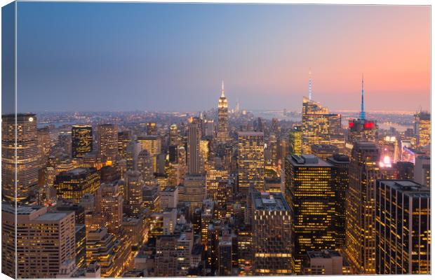 Empire State sunset view NYC Canvas Print by Greg Marshall