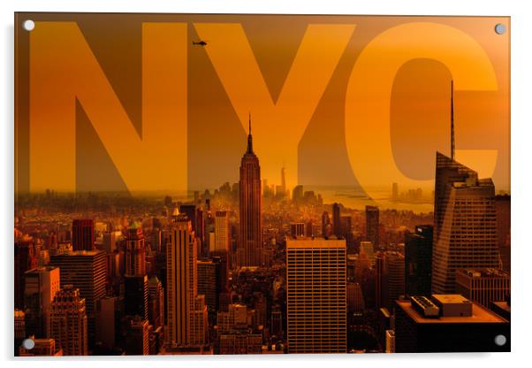 NYC Manhattan sunset  - just my type Acrylic by Greg Marshall