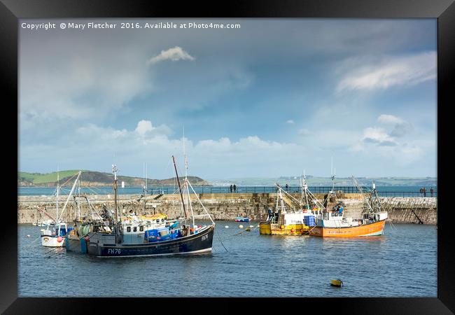 Fishing Boats in Mevagissey Harbour Framed Print by Mary Fletcher