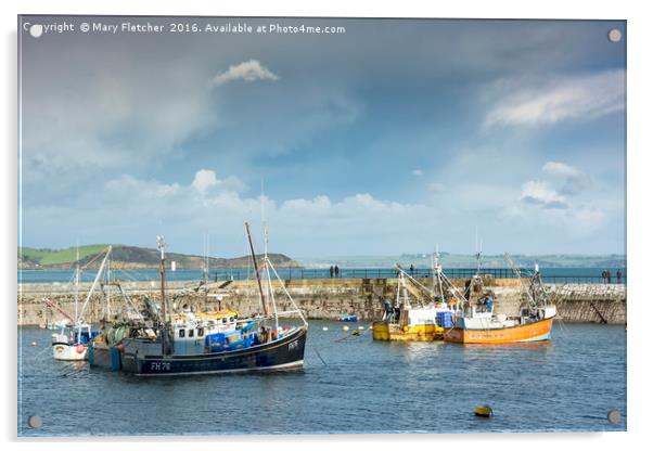 Fishing Boats in Mevagissey Harbour Acrylic by Mary Fletcher