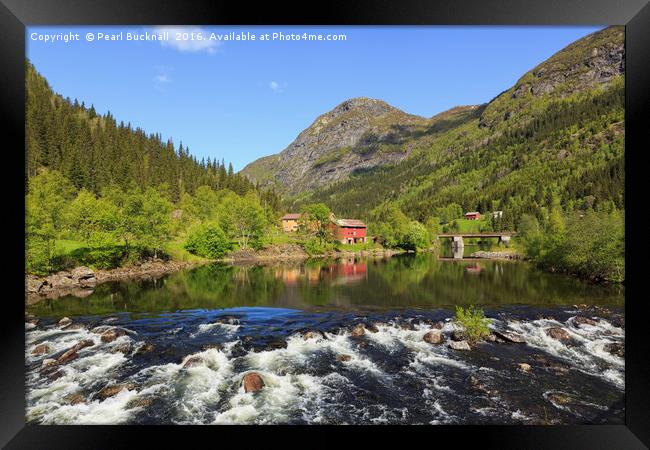 Smorkleppai River, Telemark, Norway Framed Print by Pearl Bucknall