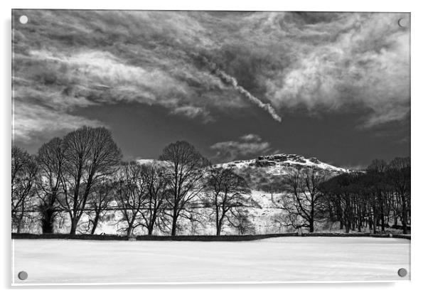 Bamford Edge in Winter, Mono Version Acrylic by Darren Galpin